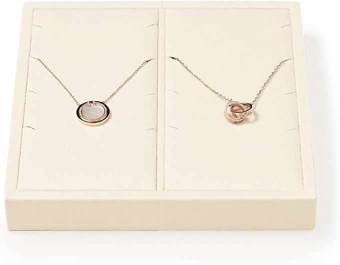 Oirlv Microfiber Jewelry Pendant Display Tray Jewelry Necklace Organizer Display Tray(Beige)