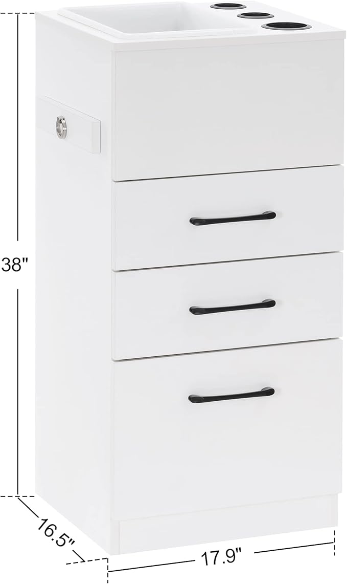 BarberPub Salon Storage Cabinet Beauty Locker Hair Dryer Holder Stylist Spa Equipment with Drawer 2035 (White)