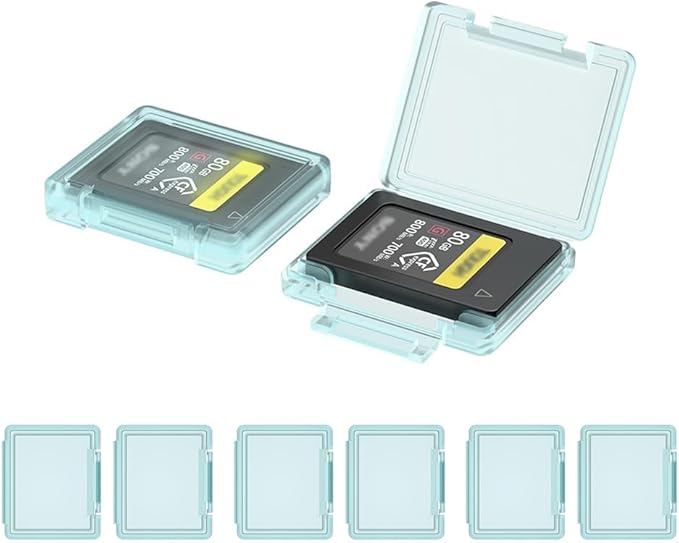 KIWIFOTOS 6 Pack CFexpress Type-A Memory Card Case Translucent with Labels Storage CFA Anti-Shock Card Holder (Case Only)