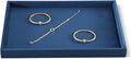 Velvet Stackable Jewelry Display Flat Tray For Ring Earring Necklace Bracelet, Bangle Pendant Storage Blank Plate, Shop Countertop Jewelry Dish Organizer (Blue)