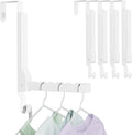 BAKON Over The Door Hanger Folding Clothes Drying Rack, Folding Hanging Coat Rack for Indoor Laundry Room Compact Small Space Foldable Portable Clothing Hanger Hook Collapsible (Wihte-4(Upgraded))