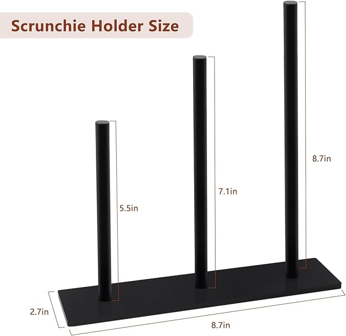 SMUK 2Packs 3-Tiers Acrylic Scrunchie Holder Organizer, Black Hair Tie Holder Stand for Women Teen Girls Scrunchie Storage Scrunchy Hair Accessories Organizer