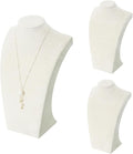 Coward 3Pcs Necklace Bust Stand Rack for Selling Show, Beige Velvet Necklace Jewelry Display Holder for Jewelry Exhibition or Store Shop Show (9" Hight)