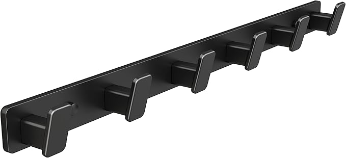Coat Hook Wall Rack Hanger - Black Coat Rack with 6 Hooks Wall Hooks for Hanging Hat Key Bag Towel Wall Mount Coat Holder
