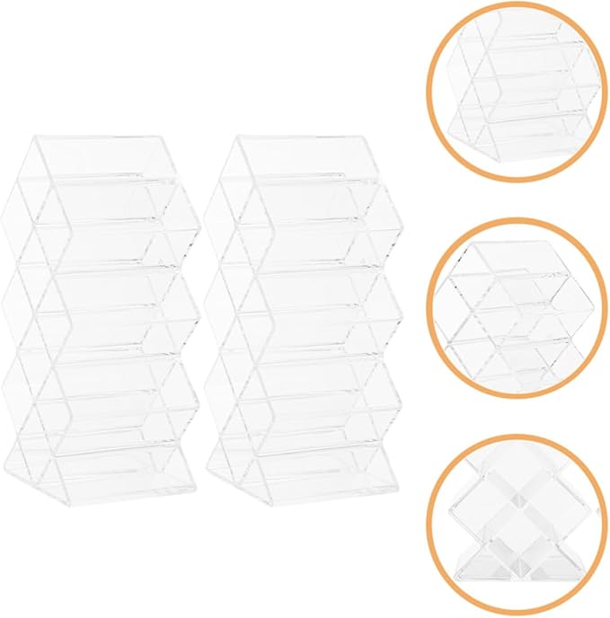 Unomor 2Pcs Clear Acrylic Lipstick Holder Desktop Makeup Organizer Dust-resistant Lip Gloss Storage Stand for Vanity Lightweight and Sleek Cosmetic Display Rack for Bedroom and Dresser