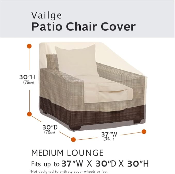 Vailge Patio Chair Covers, Lounge Deep Seat Cover, Heavy Duty and Waterproof Outdoor Lawn Patio Furniture Covers (4 Pack - Medium, Beige & Brown)
