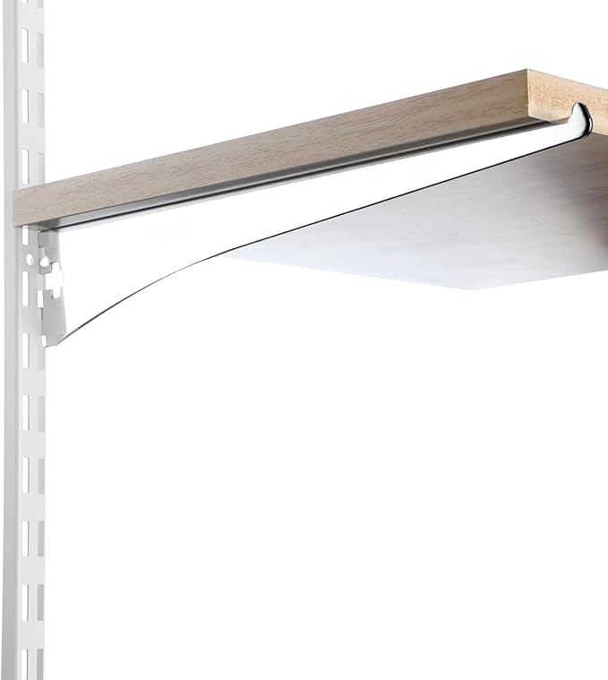 6 Pcs Dual Track Upright Wall Shelving System Heavy Duty Support System Twin Slot Shelf Rail Shelf Standards for Pantries Linen Closets Laundry Rooms(White,47.5 Inch)