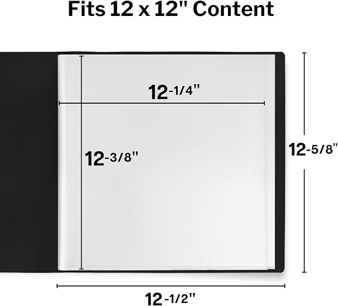 Dunwell 12x12 Binder with Sleeves - Folder with Clear Sheet Protectors, 24-Pockets, Display 48 Pages, 12 x 12 Presentation Book, Art Portfolio for Artwork, Keepsake Album