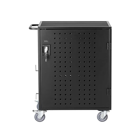 VEVOR Charging Cart, 32 Device Mobile Charging Station, Up to 15.6 in Screen Size, Office and Classroom Mobile Charging Cart, for Chromebook, Tablet and Laptop