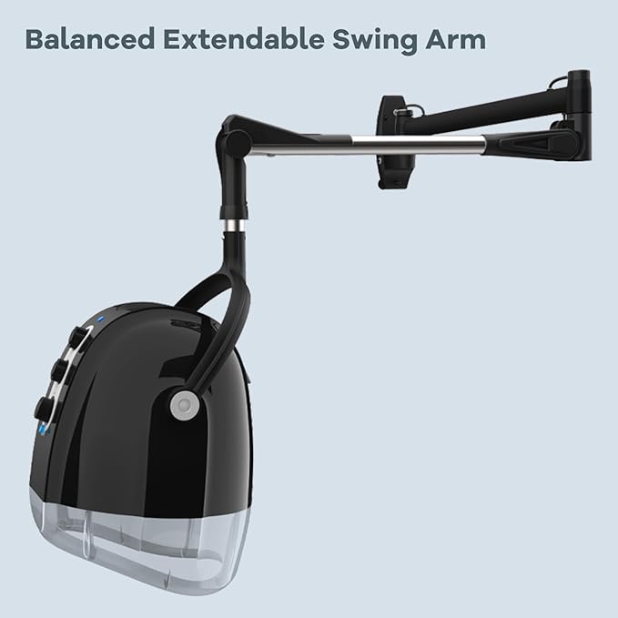 SyyBhb Wall Mount Hooded Salon Hair Dryer, Professional Ionic Hair Color Processor, Temperature & Drying Adjustable, 60-Minute Timing, 52" Extendable Arm, 25lbs Installed on Load Bearing Wall