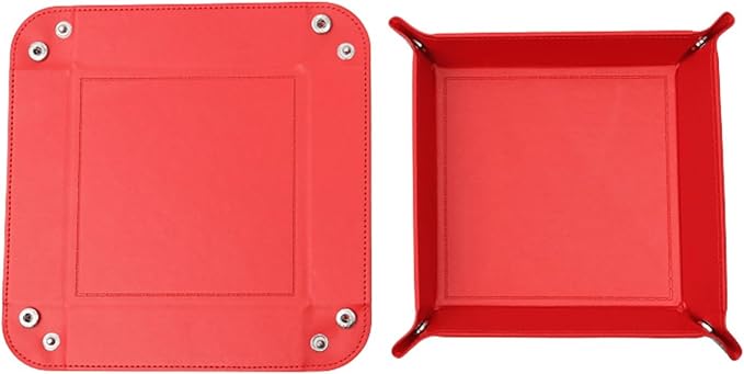 siduater Valet Tray Desktop Storage Organizer – Vegan Leather Catchall Tray Bedside Vanity Tray Nightstand Caddy Holder for Remote Controller, Watch, Keys, Phone, Wallet, Coin, Jewelry, Red