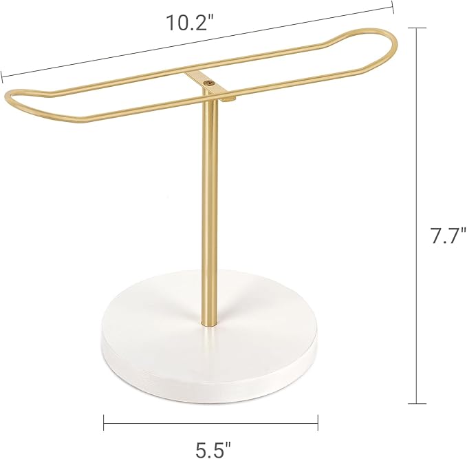 Dahey Headband Holder Metal Headband Organizer Hair Hoop Display Stand, Modern Hair Accessories Organizer Storage Hair Ropes Bracelets Bangles College Dorm Room Decor for Women and Girls, Gold