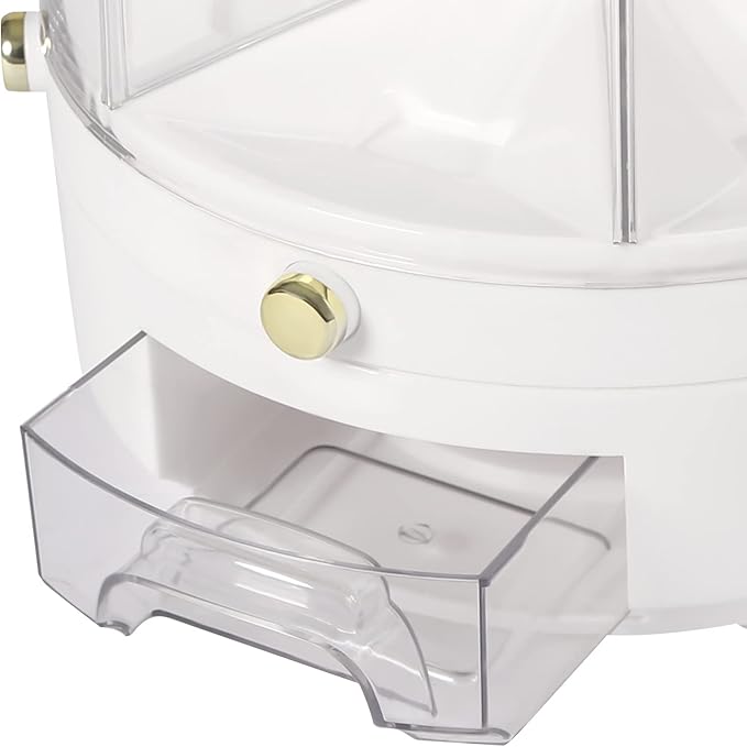Cereal Dispenser Countertop 360° Rotating Grain Storage Container 13.2 Lbs Rice Dispenser 6 Grids Dry Food Dispenser Candy Dispensers Countertop for Small Grains, Beans, Rice