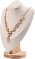 Coward Velvet Bust Necklace Display Stand For Show Bamboo Chain Jewelry Holder Organizer Model(beige velvet, 11.4")