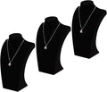 Coward 3Pcs Necklace Bust Stand Rack for Selling Show, Black Velvet Necklace Jewelry Display Holder for Jewelry Exhibition or Store Shop Show (11" Hight)