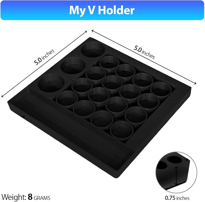 Vial Organizer for Refrigerator Use | Home Vial Organizer Tray for Peptide– 5"x5"x0.75", Lightweight (8g) (Black)
