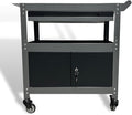 3 Tier Steel Rolling Cart for Tool Organizer, Industrial Grade Utility Service Carts with Drawer & Storage Lockable Cabinet, for Workshop Repair Shop Garage