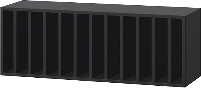 IOTXY DIY Modular Cube Bookcase - CubeXY Customizable Stackable Expandable Basic Shelving Units, 12-Cube Wooden Open Bookshelf with Removable Shelves for Vinyl Record Storage Organizer, Black