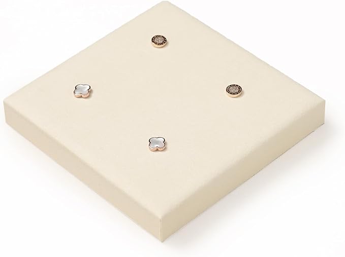 Oirlv Microfiber Jewelry Display Storage Tray Stud Earrings Tray Organizer Stud Earrings Jewelry Plate(Beige)