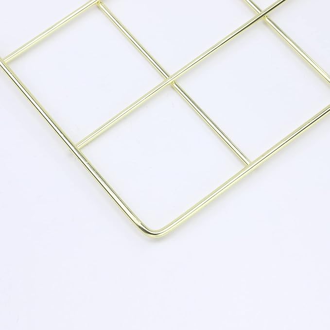 GBYAN Wall Grid 2 Pack Wire Photo Grid Panels Memo Board Wall Organizer(Gold)