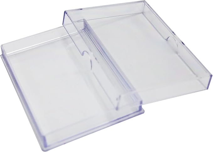10 Pack Clear Acrylic Card Storage Boxes with Lids – 3 1/2" L x 2 1/2" W x 1/2" H Baseball Card Storage Box, Sports Card Boxes and Magic Card Storage Box – Made in USA