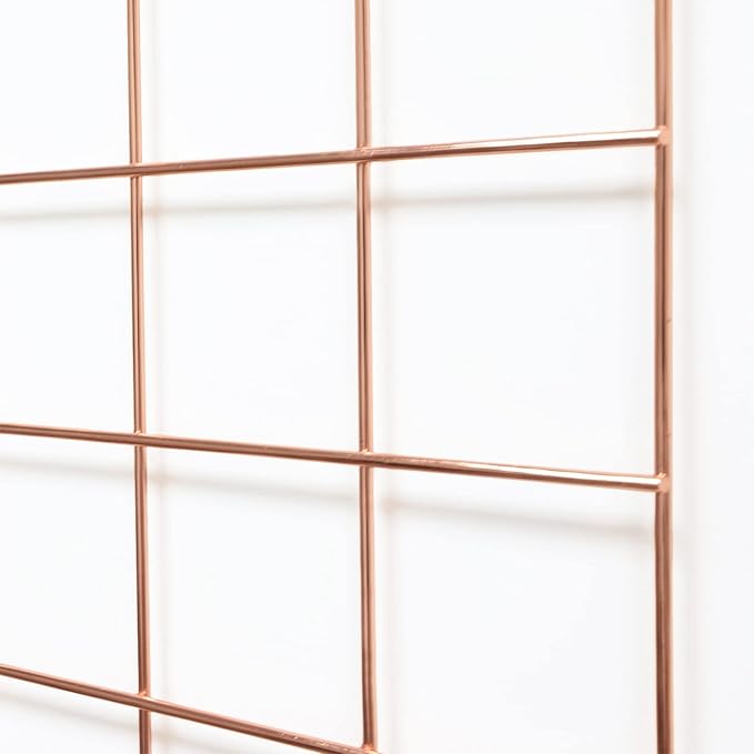 GBYAN Wall Grid 2 Pack Wire Photo Grid Panels Memo Board Wall Organizer(Rose Gold)