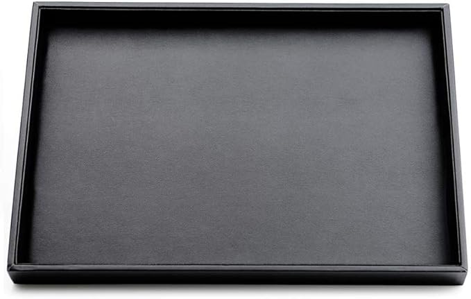 Black PU Leather Jewelry Display Flat Tray Ring Necklace Watch Organizer Display Tray (1 grid)