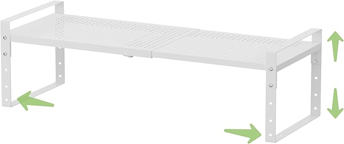 Expandable Countertop Organizer Rack/Shelf with Borders. for Kitchen, Pantry or Office - Heavy-Duty Steel Construction