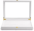 Oirlv White Jewelry Organizer Box with Acrylic Lid Ring Display Storage Case Jewelry Box for Women
