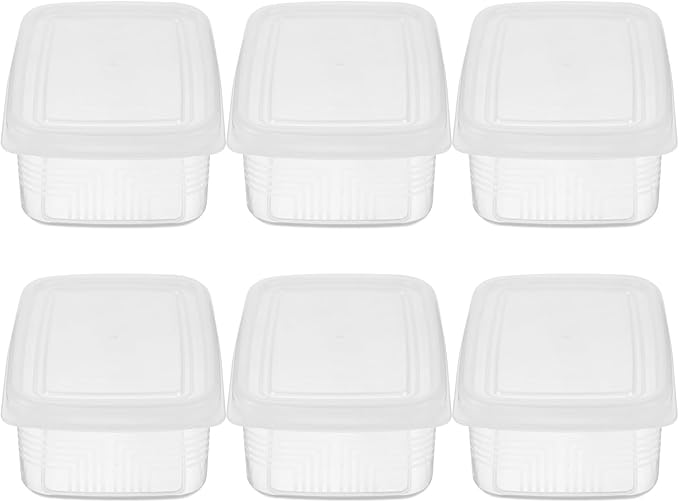 Wakauto 6pcs Small Refrigerator Organizer Bins Food Storage Containers for Fridge Produce Saver Boxes Multipurpose Preservation for Dough Meat Vegetables Kitchen Organization