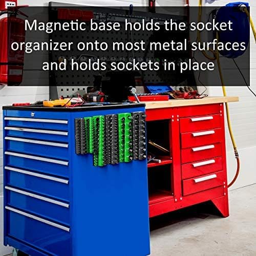 Olsa Tools Magnetic Socket Holder | 1/4-inch Drive | Metric | Black | Holds 26 Sockets | Professional Quality Tools Organizer
