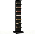 Invisible Vertical Spine Bookshelf Tower,Tall Narrow Metal Bookshelf for Small Space,Corner Floor Standing Book Organizers for Living Room, Office, Entryway(8 Tier, Black)