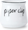 ONTUBE Farmhouse Paper Clip Holders,Ceramic Binder Clip Dispenser Organizer for Desk ,Cute Office Push Pins Holder,12 oz (White)