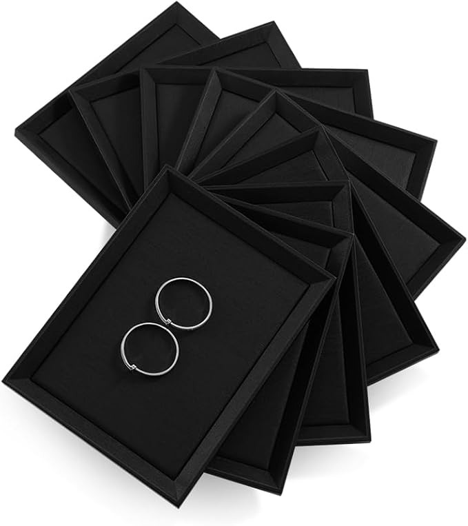 Stackable Jewelry Trays, Leather Tray,Premium Black Jewelry Flat Trays for Jewelry Store Display