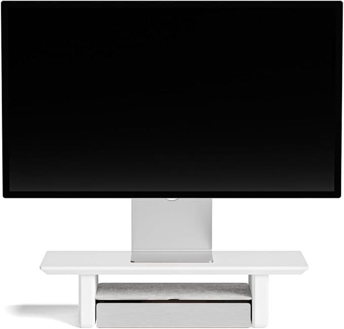 Raico Desk Cockpit Shelf Monitor Stand System Dual Screen Setup Wood Large Desk Accessory Organizer Unit (Matte White, Small | 18.8 Inches)