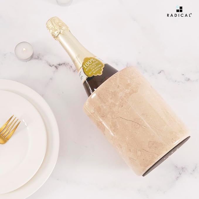 Radicaln Marble Wine Chiller Verona 6.5" Inches Handmade Insulated Cooler For Champagne - Wine Bottle Holder & Beverage Cooler For Bar Accessories