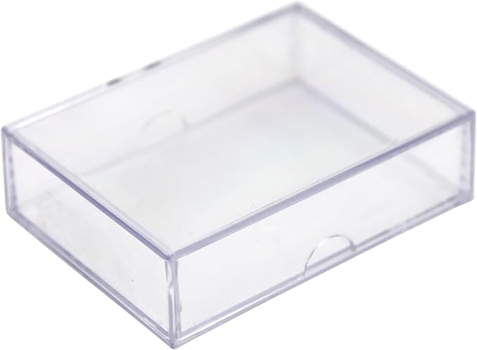 50 Pack Clear Acrylic Card Storage Boxes with Lids – 3 1/2" L x 2 1/2" W x 1" H Baseball Card Storage Box, Sports Card Boxes, Magic Card Storage Box and Playing Card Case – Made in USA