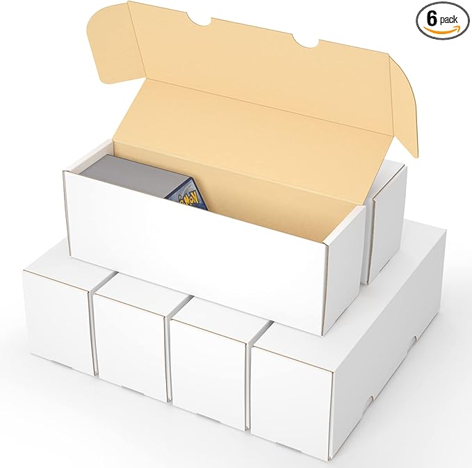 Trading Card Storage Box,Sports Card Storage Boxes, 6-Pack Cardboard Card Box for TCG/Magic/Mtg Basketball Cards, Collectible Trading Cards