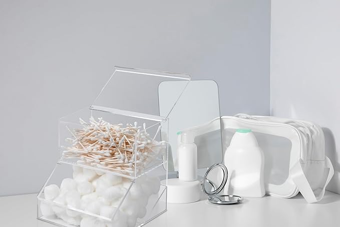 Laundry Pod Holder & Dryer Sheet Dispenser - 2 Compartment Acrylic Container w/Lids for Storing Clothes Pins, Dishwasher Pods for Laundry Room Organization