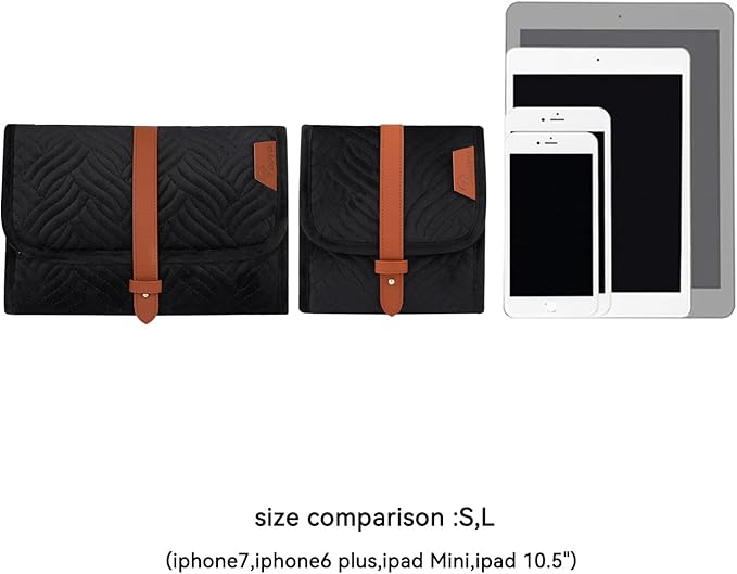 Voova Travel Jewelry Holder Organizer Case, Large Jewelry Storage Bag for Women Girls, Foldable Traveling Jewellery Pouch Roll for Necklaces Rings Earrings Bracelets, Black