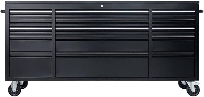 CT Copper Tailor 72-inch Rolling Tool Chest Cabinet with Integrated Power Strip,15 Drawers,Wheels,and Wood Top,Mobile Garage Workbench Storage, Assembled Large Tool Box for Workshop, Matte Black