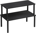 Cabinet Organizer Shelf(Set of 2),Kitchen Counter Shelves,Bamboo Spice Rack Countertop and Cabinet,Stackable Expandable,Large(Black)