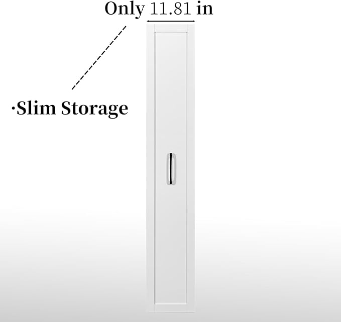 JOYSOURCE Tall Narrow Pull-Out Storage Shelf with Wheels 6-Tier Slim Rolling Storage Next to Fridge Spice Rack Shelves for Small Spaces, Kitchen, Laundry Room, Bathroom White