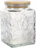 ANSQU Square Glass Jar, 25.3oz Vintage Glass Jar with Lid, Glass Food Storage Containers for Ground Coffee, Tea, Sugar, Candy, Decorative Glass Jar