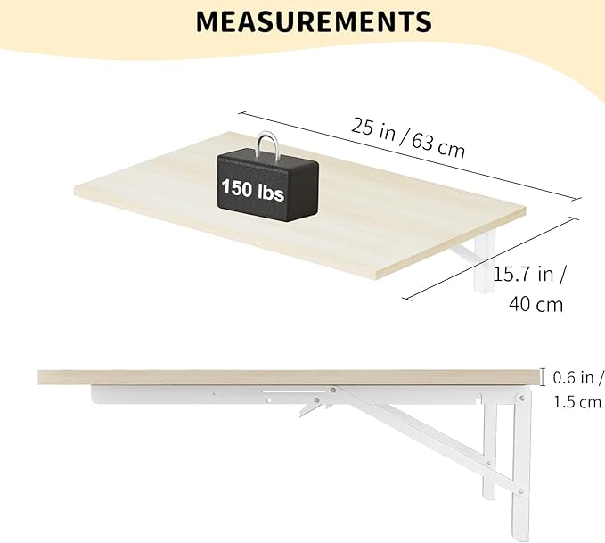 GOYLSER Laundry Room Wall Mounted Folding Table, Kitchen Restaurant Home Bar Work Table, Waterproof Easy to Install and Clean