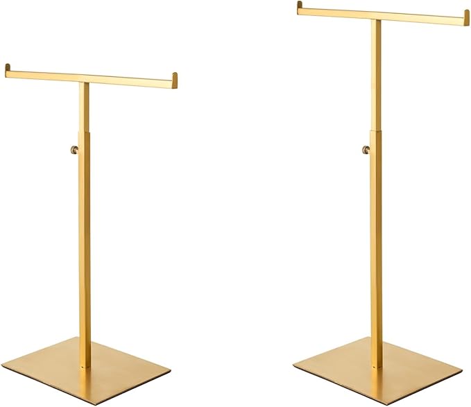 Purse Display Stand Set of 2 Jewelry Tower Stainless Steel Jewelry Handbags Stand Tabletop for Necklaces Purse Hanger Stands Adjustable Height Organizer Home Store Boutique, Gold