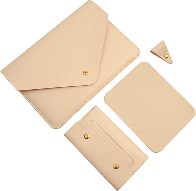 PU Leather Laptop Sleeve Compatible with 15.3 inch MacBook Air 2023 2024, Surface Book 13.5, Surface Laptop Studio - Beige