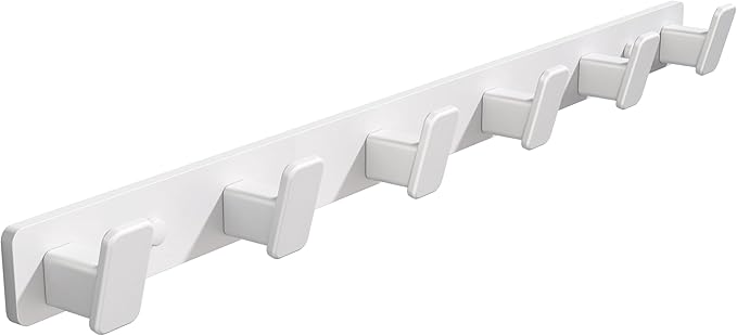 Coat Hook Wall Rack Hanger - White Coat Rack with 6 Hooks Wall Hooks for Hanging Hat Key Bag Towel Wall Mount Coat Holder