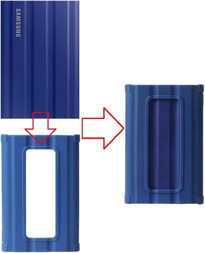 Hermitshell Silicone Carrying Case Replacement for Samsung T7 Shield 2TB / 1TB / 4TB, Portable SSD, USB 3.2 Gen2 External Solid State Drive (Blue, Silicone Case)