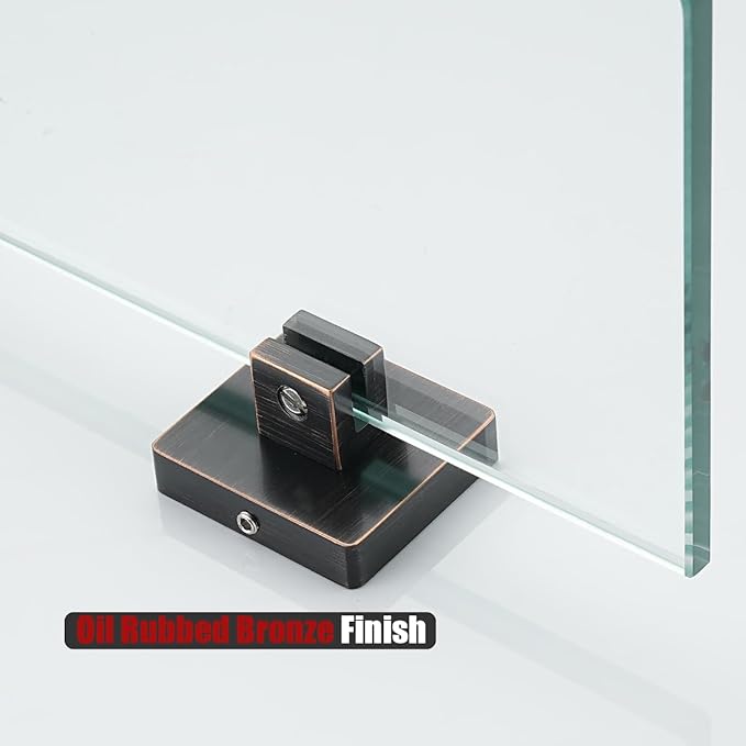 JQK Corner Glass Shelf, Oil Rubbed Bronze Bathroom 304 Stainless Steel Shower Triangle Floating Wall Shelf, 10 x 10 Tempered Glass, 2 Pack, TGS290L10-ORB-P2